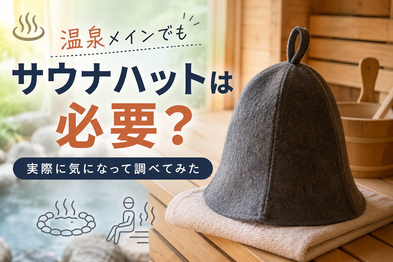 温泉メインでもサウナハットは必要かを考えるイメージ画像